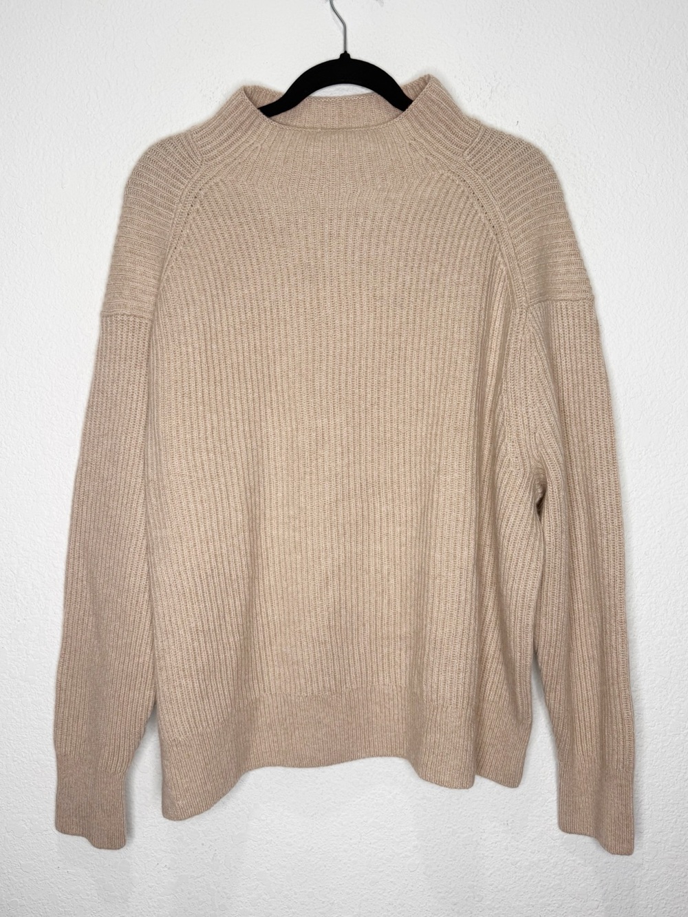 NWOT Lands’ End 100% Cashmere Ribbed Mock Neck Sweater Tan Quiet Luxury